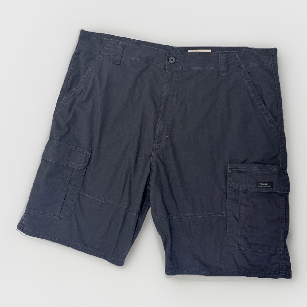 Wrangler Mens Relaxed Fit Cargo Shorts Navy Blue Cotton Stretch 42 112314952